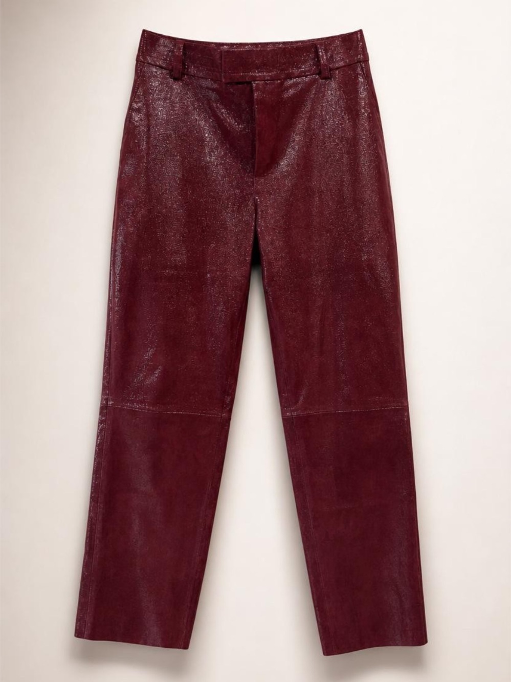 Mon&Pau Real Suede Mara Pull On Pants, raw hem, Twilight Plum, Sheen,L, like new
